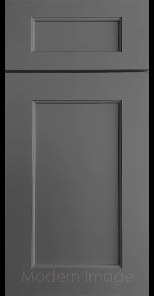 Carlsbad II Shaker kitchen cabinets with distinct line detailing in Gun Metal color.